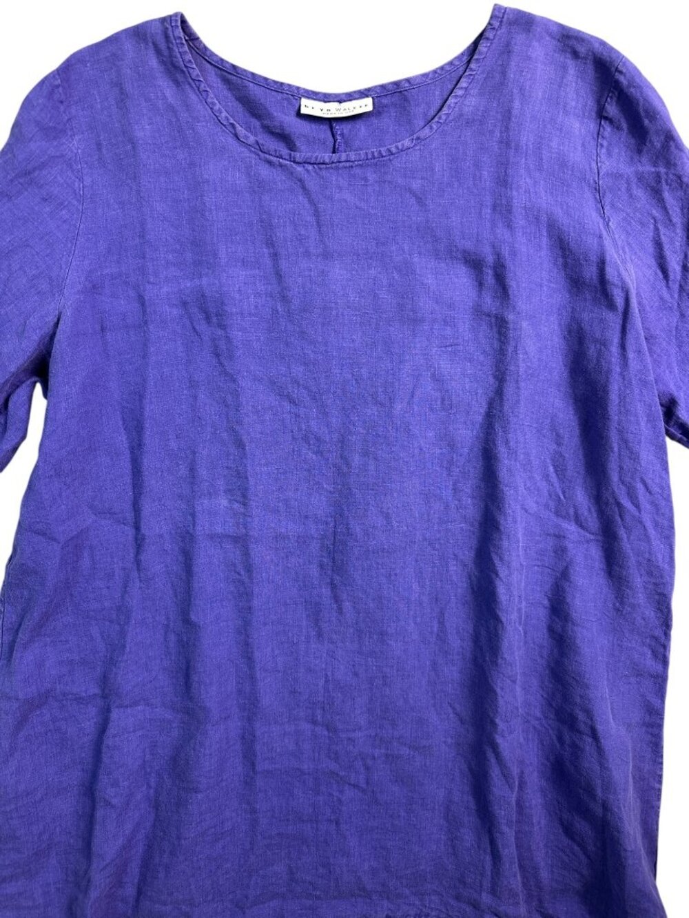 Bryn Walker 100% Linen Purple Ruffle Hem Tunic Dress Large Lagenlook - Picture 4 of 16